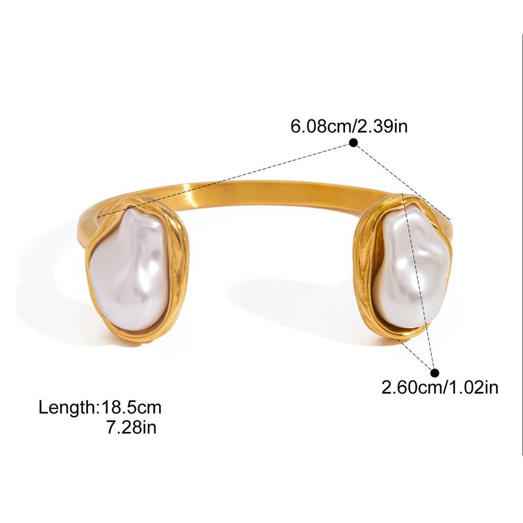 Yori Distinctive Special Shaped Resin Pearl Open Bracelet Bangle 18K Gold Plated Fashion Women Trendy Jewelry Gifts Bijoux