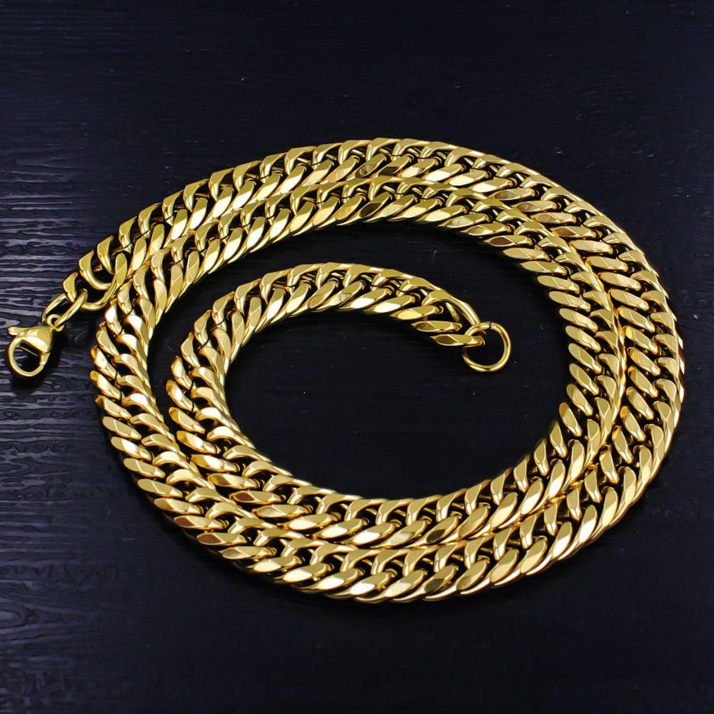Chunky Miami Cuban Chain Necklaces for Men Women,Silver Golden Color Stainless Steel Metal Chain Collar,Basic Classic Jewelry Gift