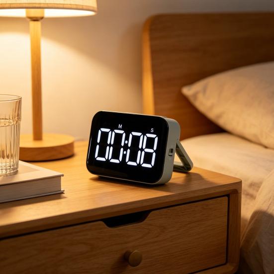 Digital Timer Easy Read LED Display Adjustable Rechargeable Countdown Countup Timer Study Kitchen Cooking Baking Timer with Dual Modes