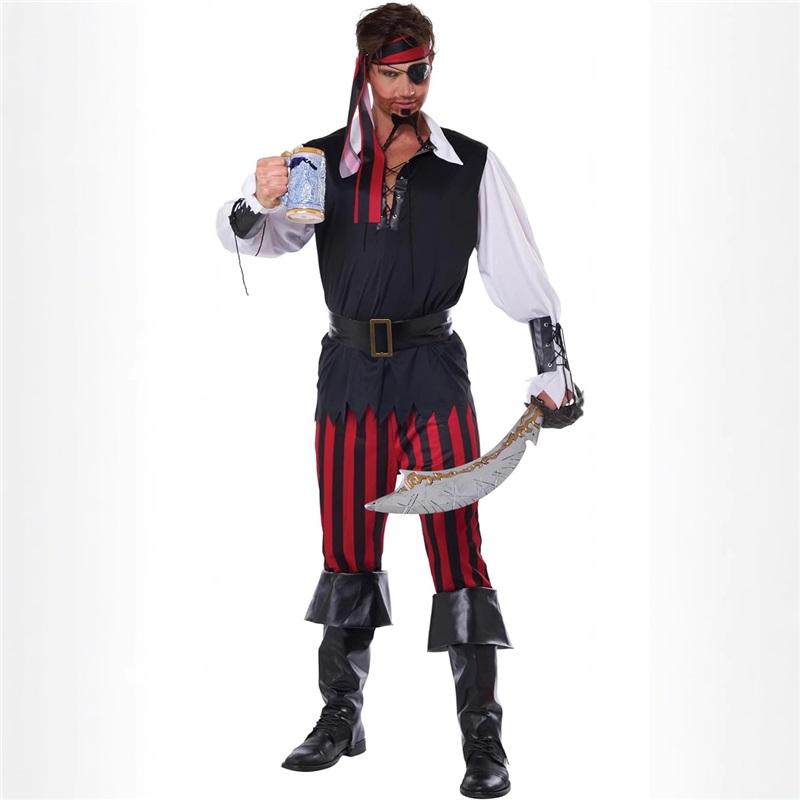 Piratkostymer for Kvinner Menn Voksen Halloween Mannlig Kaptein Jack Sparrow Kostyme Pirates of the Caribbean Cosplay Klessett