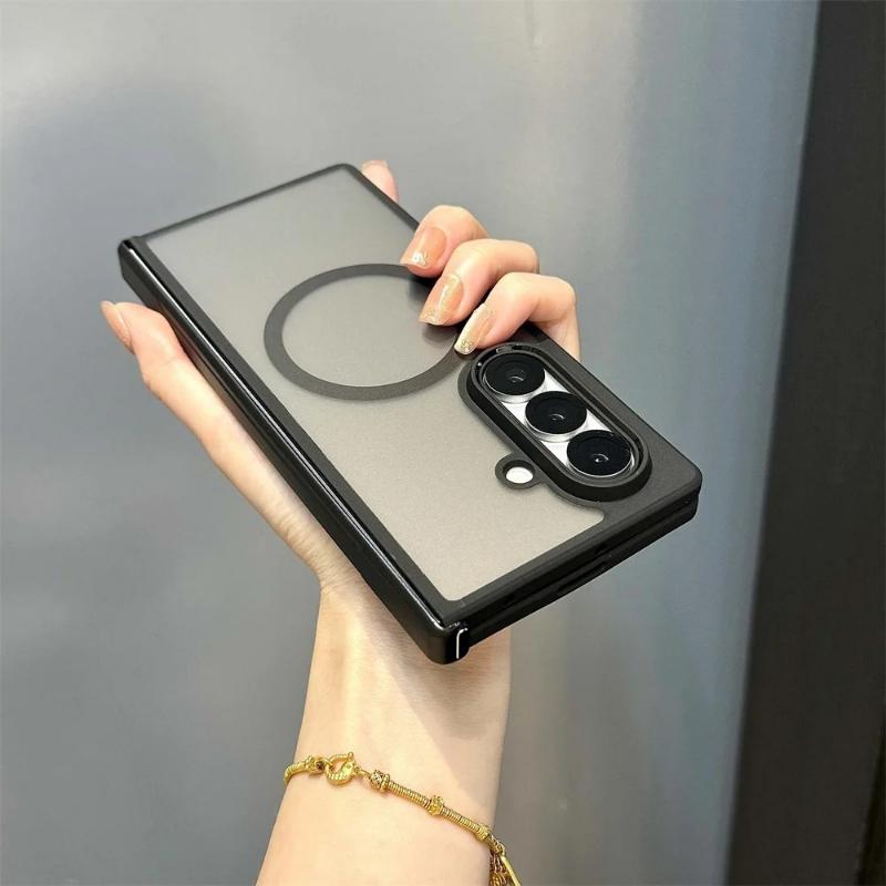 For Samsung Galaxy Z Fold 8 Ultra 7 6 5 4 For Magsafe Case Matte Transparent Hinge Folding Protection Magnetic Cover Fold7 Fold6