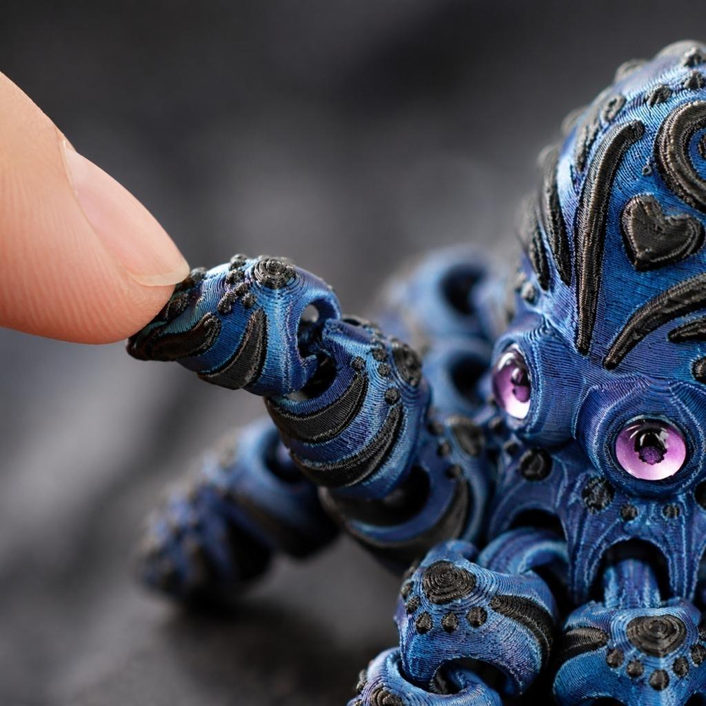 Articulated Octopus Figurine Movable Joints Collectible Craft Decorative Sculpture with Detailed Patterns and Realistic Eyes for Display or Play