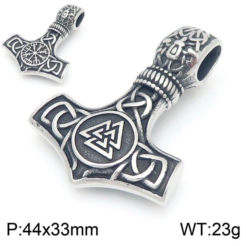 Norse Mythology Black Diamond Eye Of Horus Cross Necklace Retro Viking Sea King Trident Titanium Steel Pendant Men