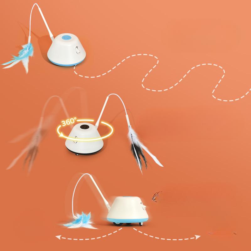 Brinquedo elétrico para gatos de estimação, vara de pesca com penas, infravermelho, engraçado, alívio automático, plataforma giratória para gatos, brinquedo para gatos