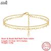 EFFIE QUEEN 925 Pure Silver 14k Gold Heart Shaped Beads Ball Chain Anklet Romantic Jewelry for Women Summer Beach Banquet SA66
