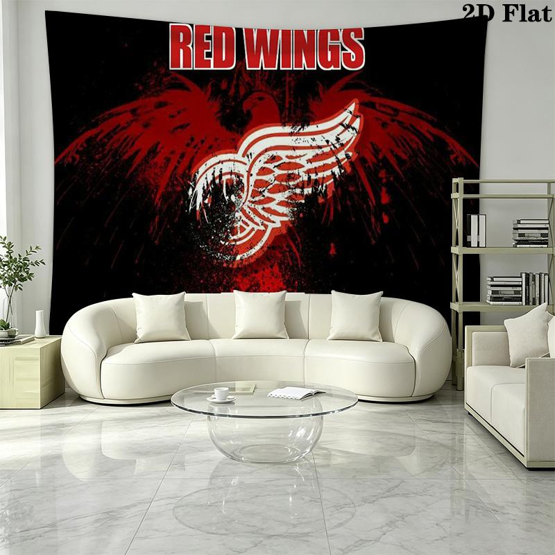 Detroit Red Wings logo Wall Tapestry Aesthetic Wall Hanging Printed Fabric Blanket Decorative Tapestries for Bedroom Living Room Home Decor