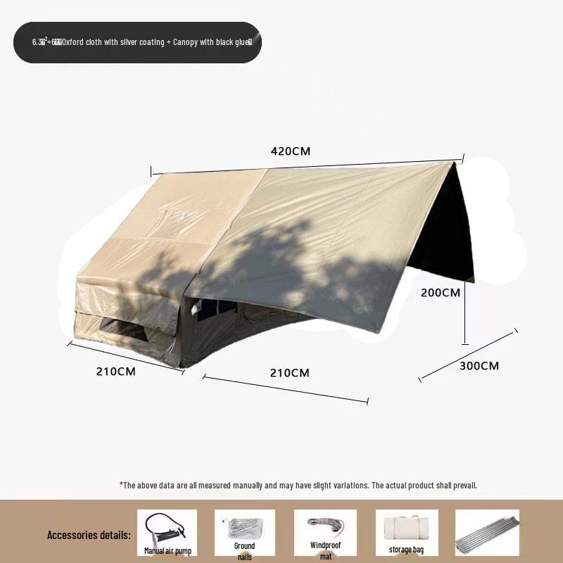 Inflatable Outdoor Camping Tent with Double Doors, Sun Protection, Canopy, and Ample Space for 3-5 People