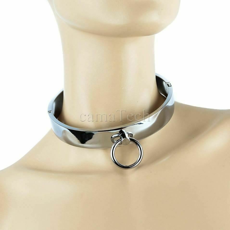 Stainless Steel Metal Collar Slave Play Neck Restraints Fetish Collars & Leashes