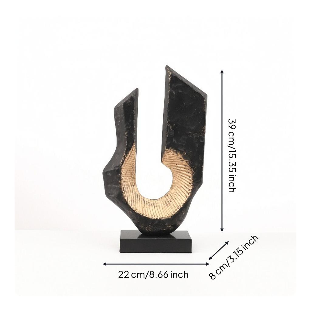 Modern Metal Sculpture with Base Elegant Tabletop Sleek Statue Bold