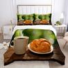 Buon Mattino Set Copripiumino Stampa 3D Pane Caffè Colazione Poliestere Copripiumino King Queen Matrimoniale per Set Letto Adolescenti
