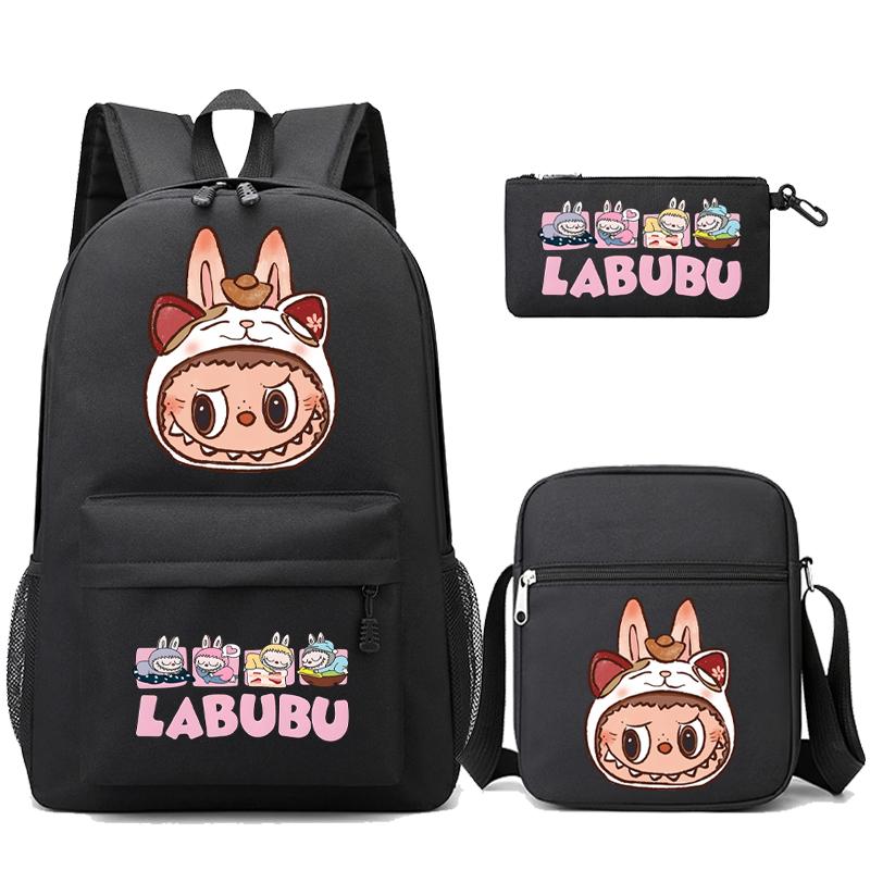 3Pcs/set Cartoon Printed Backpack Teenager Student Boy Girl Schoolbag Larger Capacity Bagpack Travel Bag Kid Gift Mochila