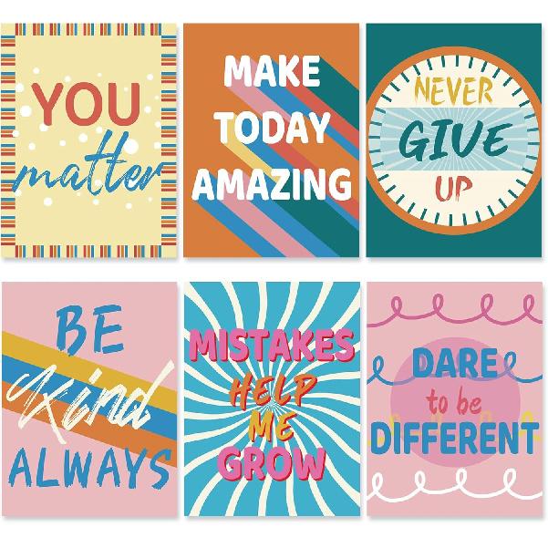 Motivational Posters for Classroom, 6Pcs Classroom Motivational Poster Positive Posters, Classroom Posters High School, Pirational Posters for