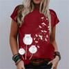 Summer Round Neck 3D Dandelion Print Top Fashionable Casual Short Sleeved Women's T-shirts