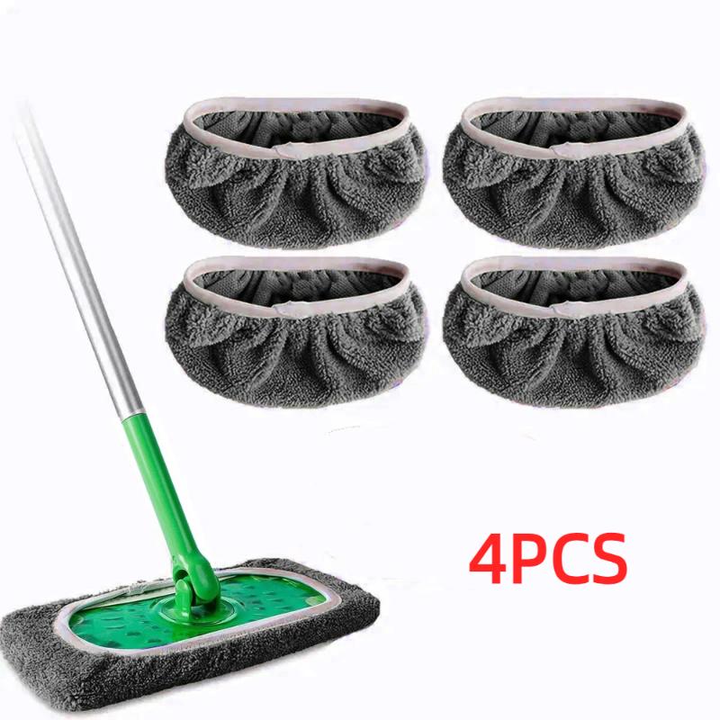 4Pcs Reusable Mop Pads With High Water Absorption And Ultra-Fine Fiber Cleaning Pads That Can Firmly Adhere To Most Standard Mop