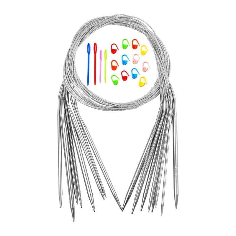 

Круговая спица длиной 100 см со случайными цветными маркерами петель. Идеально подходит для свитеров и шалей. 1