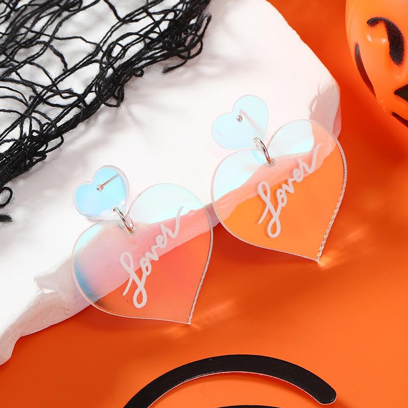 European American Halloween Ghost Asymmetrical Letter Earrings - Cute and Exaggerated Design