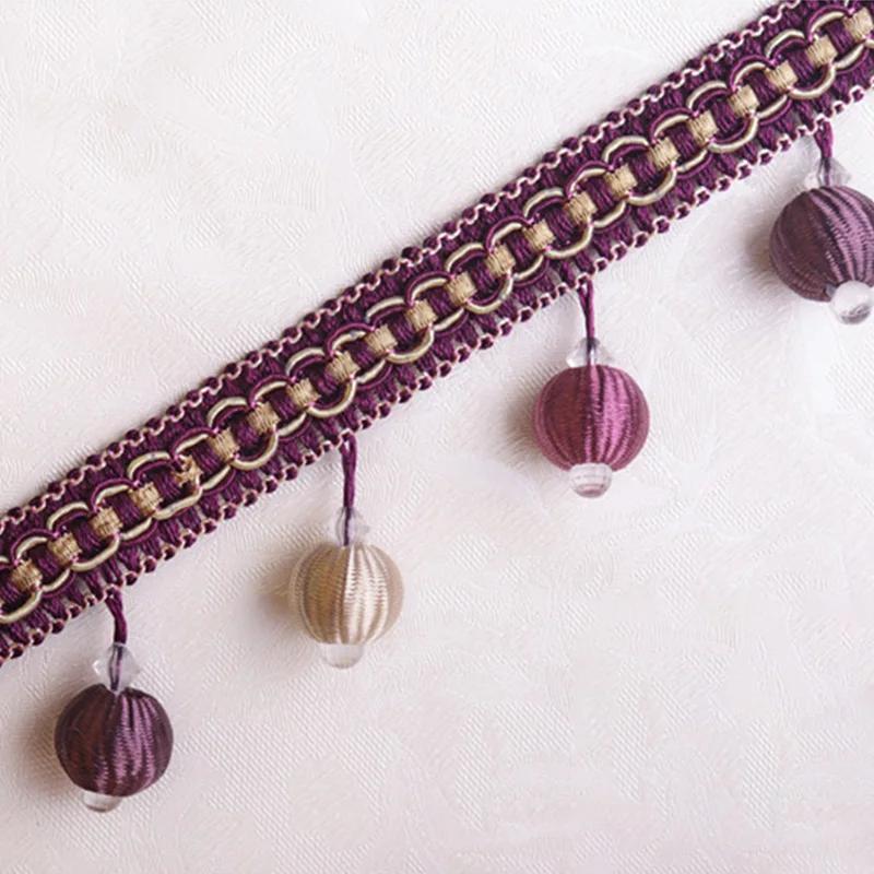5.5M Curtain Sewing Tassel Fringe Lace Crystal Beads Weave Ball Trim Upholstery Home Decor Elegant Delicate Curtain Accessories