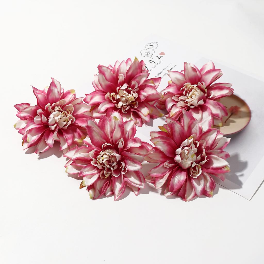 5/10 Stück 9cm Künstliche Dahlie Seidenblumenköpfe Simulierte Blume Heim Zimmer Dekoration Hochzeitsdekoration DIY Kranzzubehör