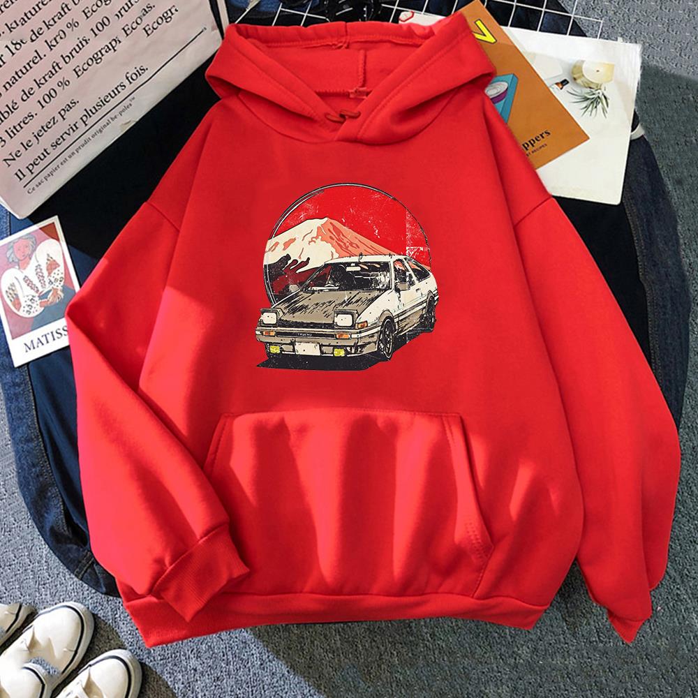 Anime Initial D AE86 2D tisk Pánská bavlna mikina s kapucí ležérní oversized svetr populární streetwear módní mikina pánské oblečení