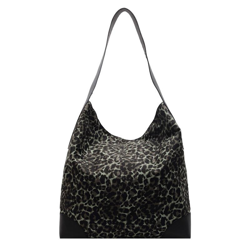 Leopard Print Large Capacity Tote Bag Women's Vintage Canvas Shoulder Crossbody Bag