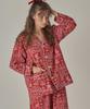Ilusida Pure Cotton Nordic Red Pattern Long Sleeve Set Peach Brushed Women'S Pajamas