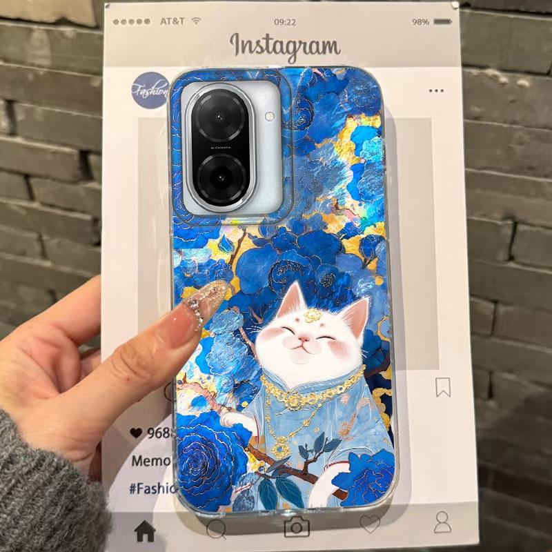 

Роскошные цветы Счастливый кот Девушки Чехол для Xiaomi Redmi Note 14 Pro 14C 13C 10 9A 9C 13 12 11 10S 9 8 Plus A5 A4 A3 A2 A1 Крышка Redmi A2 белый