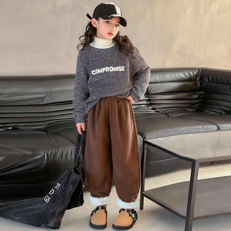 Alpaca Wool Fleece-Lined Children's Winter Pants, 2025 New Style, for Middle and Older Kids.