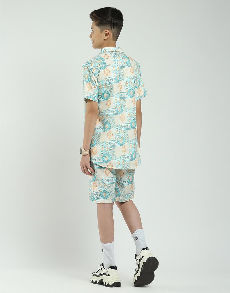 MONTE CARLO Boys Regular Fit Printed Half Sleeve Co-ord Set