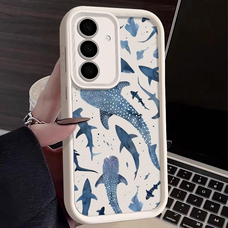 Shark Dolphin Print TPU Case For Samsung Galaxy A17 A56 A36 A26 A55 A16 A15 A35 A25 5G S25 Edge S22 S23 Ultra S24 FE Phone Cover