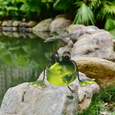 Kurbağa Bahçe Heykeli El Yapımı Demir Kurbağa Süsü Koleksiyonluk Kurbağa Figürini Veranda Balkon için