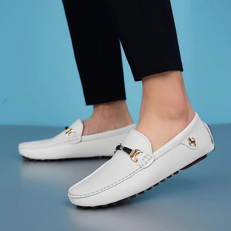 Fashion 2024 Men  Leather Loafers Men Casual Shoes Moccasins Slip on  Men  Male Driving Shoes Foot Covering Boats Shoes