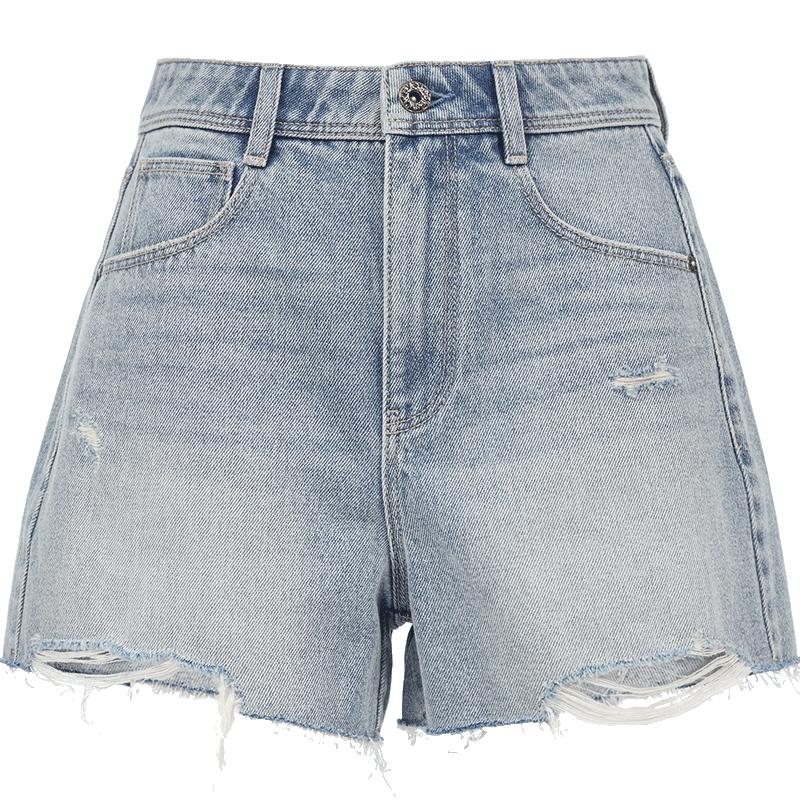 ONLY Women s High-Waist Ripped Denim Shorts XS