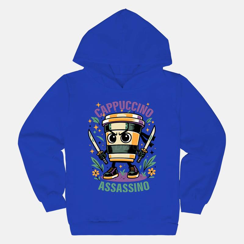 Cappuccino Assassin Kids Clothes Fashion Casual Hoodies Italian Brainrot Funny Gift for Baby Girl Boy New Sweatshirts Outfits