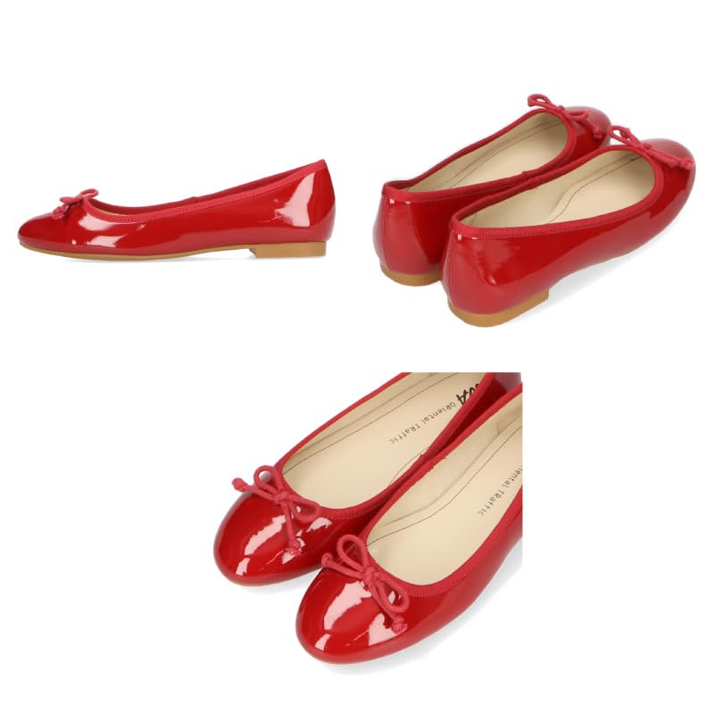 Women's Ballet Flats, Jumping Pumps, Cushioned, Round Toe, Ribbon, Available In Plus and Petite Sizes, Cute and Stylish, Black, R-4006