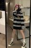 Cotton retro striped sweater women's new early spring autumn clothing thin loose long-sleeved top