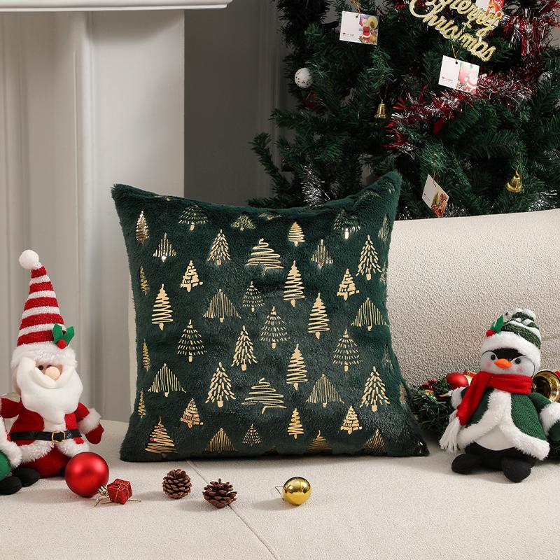 Canirica Cushion Cover 30X50Cm Green Christmas Supplies Plush Pillow Cover For Living Room Sofa Home Decoration Party Pillowcase