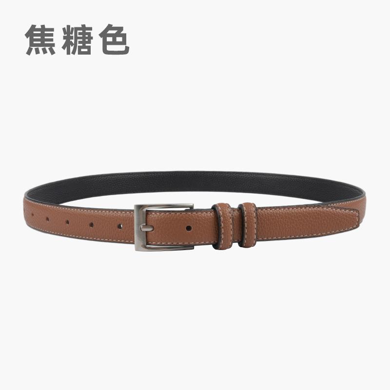 The First Layer Of Cowhide Lychee Pattern Genuine Leather Women'S Belt Retro Belt With Jeans Casual Pants Width 2.3Cm Pin Buckle
