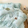 3/4PCS Rose Embroidered Duvet Cover Set (1*Duvet Cover + 2*Pillowcase, Without Core), Princess Style Lace Bedding Sheet Sets