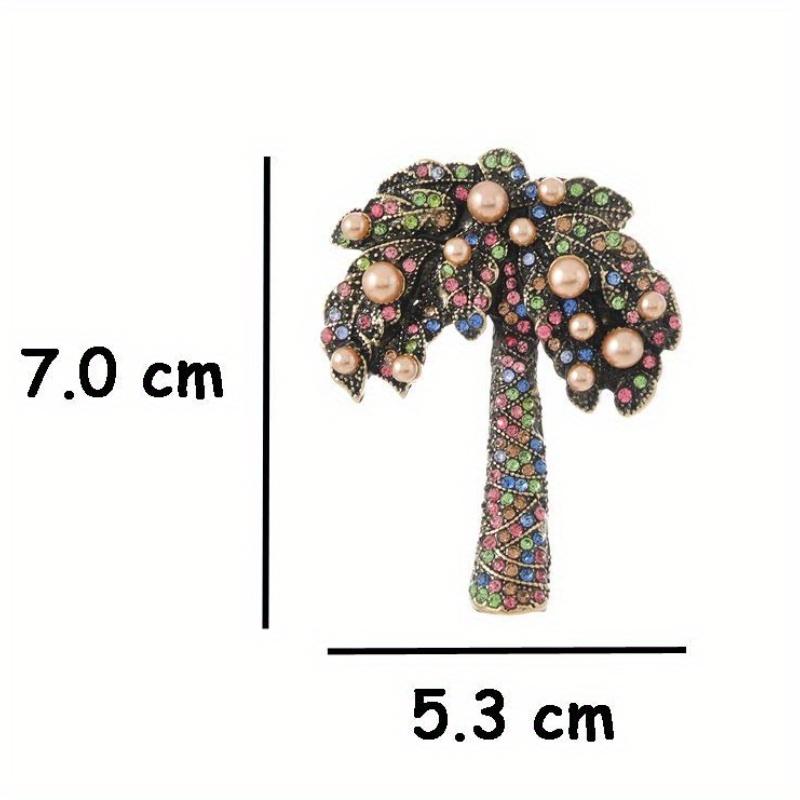 Women Men Fashion Crystal Heavy Industry Coconut Palm Brooch Pin Elegant Vintage Lady Plant Badges
