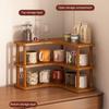 Wooden Desktop Storage Rack Multi-Functional Tea Table Organizer Corner Design 2/3 Layer Desk Storage Stand