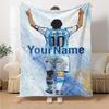 Messi Personalized Text Blanket Multi-purpose Customizable Blanket Soft & Cozy Perfect for Bedding Couch Nap Seaside for All Occasions