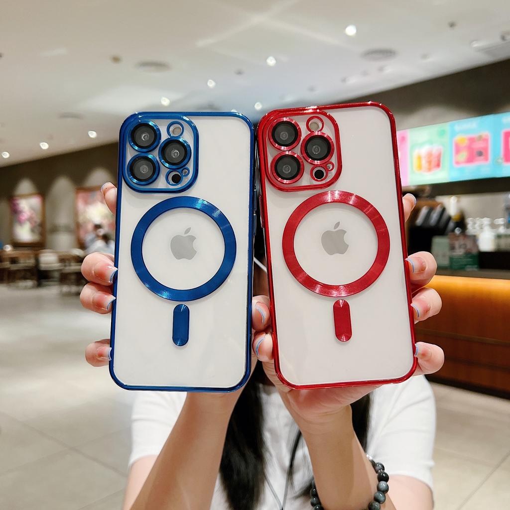 Luxury Plating Magnetic Clear Case for iPhone 16 Pro Max, Compatible with MagSafe Shockproof Camera Protection Cover