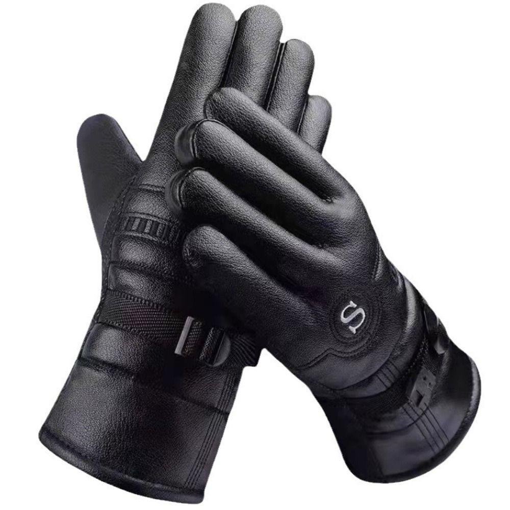 Touch Screen Leather Gloves PU Leather Touch Screen Gloves Autumn Winter Full Finger Mittens  Men