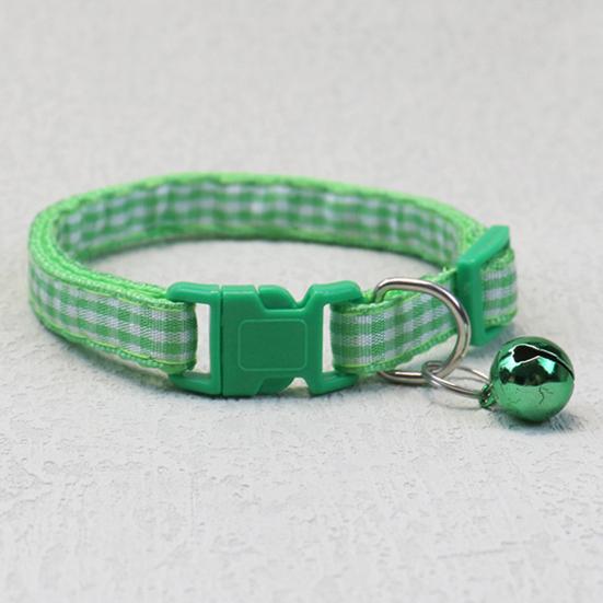 Yousheng Pet Collar Plaid Pattern Multiple Colors Vibrant Buckle Bells Small Dog Cat Regular Collar Pet Accessories