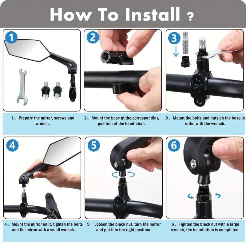 Universelle Fahrradlenker-Spiegel - HD Weitwinkel & 360° drehbar für unübertroffene Sichtbarkeit - Langlebiges Sicherheitsglas für Fahrräder