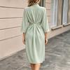 Abito midi da donna in raso con scollo a V e vita stretta Colore Abito da sera elegante