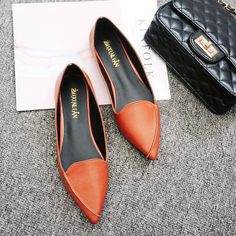 Fashion 2025Women's Shoes Summer New Pointed Flats Fashion Concise Design Retro Small Leather Shoes  British Solid Lightweight Shoes