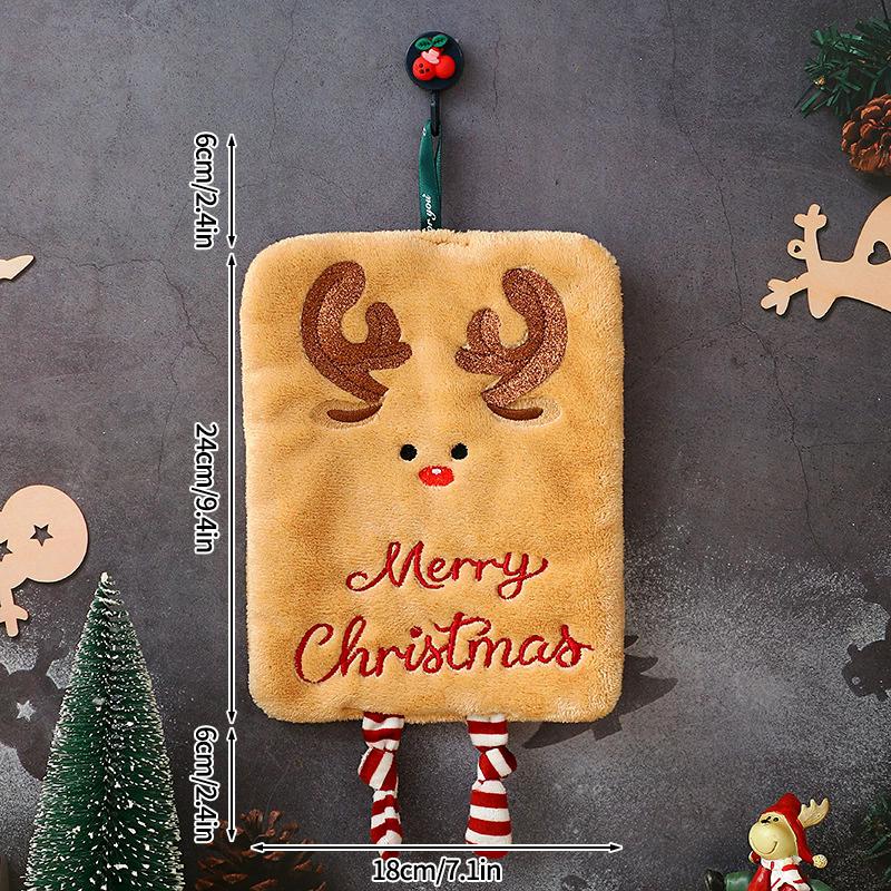 Christmas Decoration 2026 Coral Fleece Hand Towel Christmas Gift Cartoon Kitchen Cloth Children's Christmas Towels