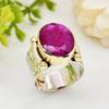 Vintage Inlaid Pink Stone Women's Ring Dazzling Two Color Geometry Daily Wear Party Jewelry Anniversary Gift