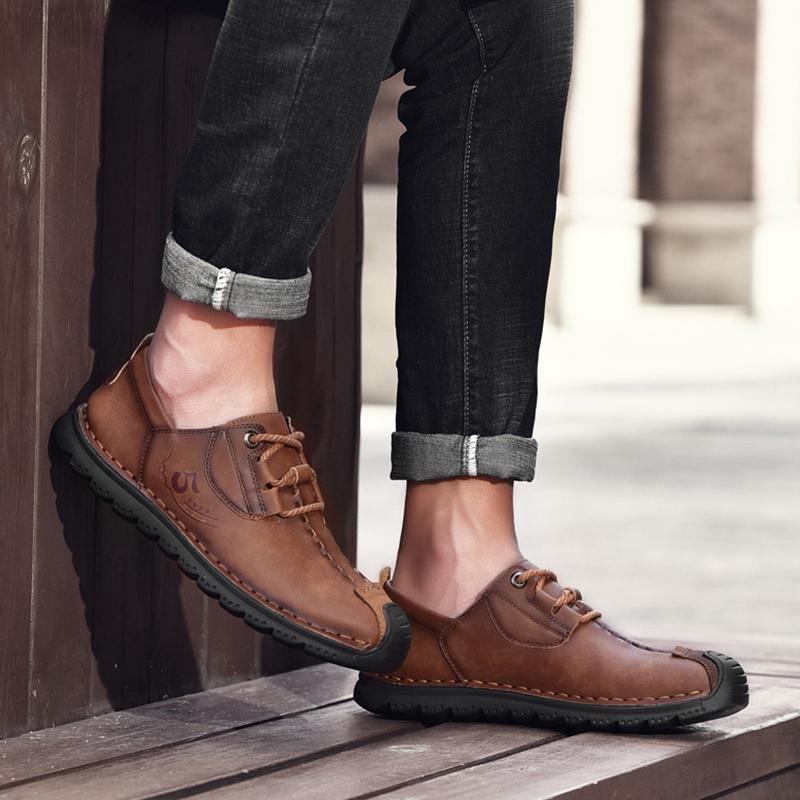 38-48 Large Size Leather Shoes Men's Microfiber Leather Soft Bottom Winter Men's Shoes Business Casual Leather Shoes